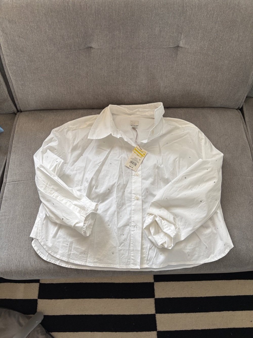 a new day White Eyelet Button-Front Blouse